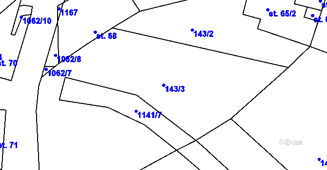 Parcela st. 143/3 v KÚ Ovčáry u Dřís, Katastrální mapa