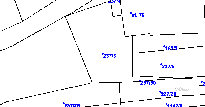 Parcela st. 237/3 v KÚ Ovčáry u Dřís, Katastrální mapa