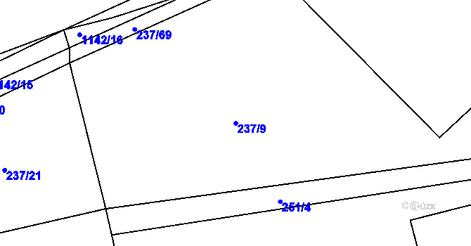 Parcela st. 237/9 v KÚ Ovčáry u Dřís, Katastrální mapa