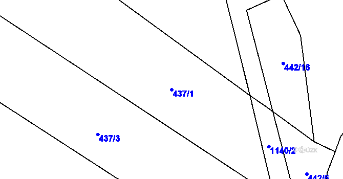 Parcela st. 437/1 v KÚ Ovčáry u Dřís, Katastrální mapa