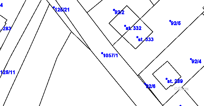 Parcela st. 1057/1 v KÚ Ovčáry u Dřís, Katastrální mapa