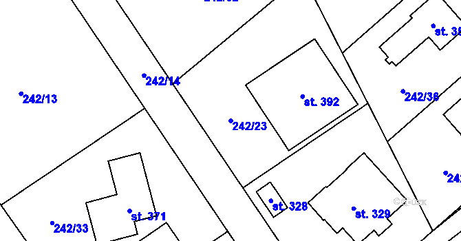 Parcela st. 242/23 v KÚ Ovčáry u Dřís, Katastrální mapa