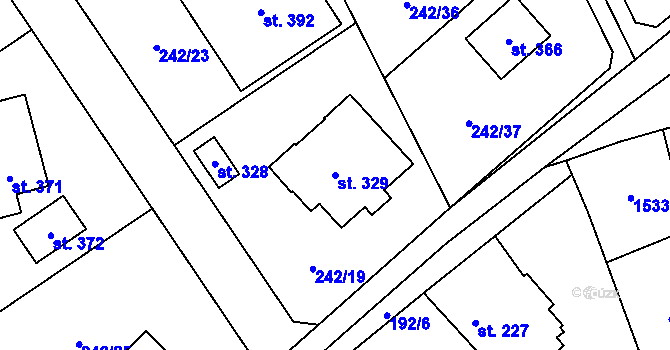 Parcela st. 329 v KÚ Ovčáry u Dřís, Katastrální mapa