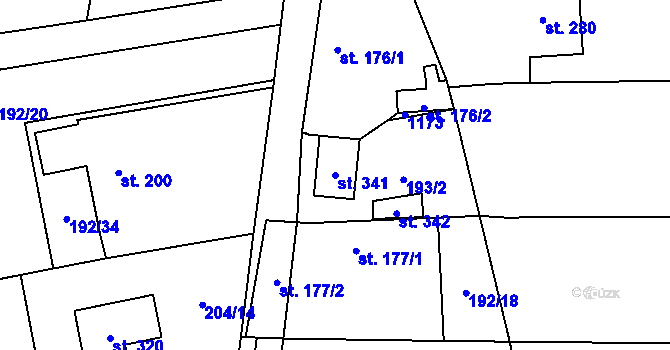 Parcela st. 341 v KÚ Ovčáry u Dřís, Katastrální mapa