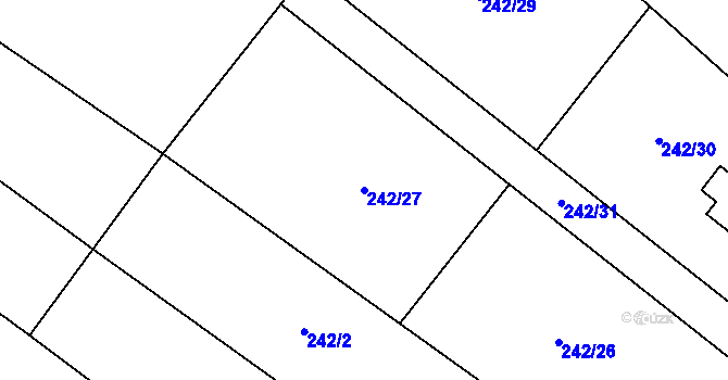 Parcela st. 242/27 v KÚ Ovčáry u Dřís, Katastrální mapa