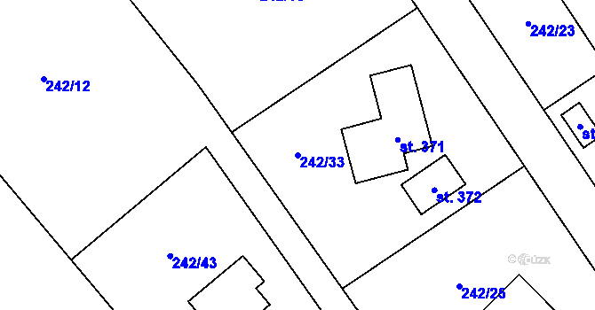 Parcela st. 242/33 v KÚ Ovčáry u Dřís, Katastrální mapa