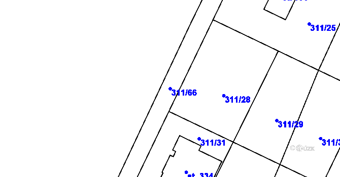 Parcela st. 311/66 v KÚ Ovčáry u Dřís, Katastrální mapa