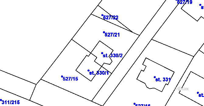 Parcela st. 330/2 v KÚ Ovčáry u Dřís, Katastrální mapa