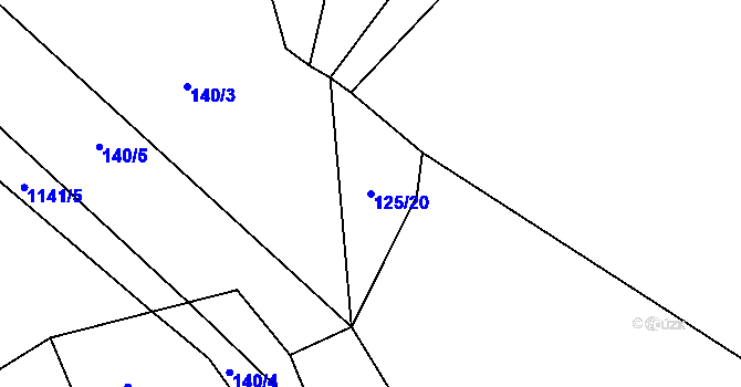 Parcela st. 125/20 v KÚ Ovčáry u Dřís, Katastrální mapa