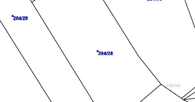 Parcela st. 204/28 v KÚ Ovčáry u Dřís, Katastrální mapa