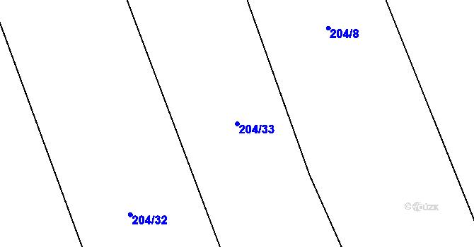 Parcela st. 204/33 v KÚ Ovčáry u Dřís, Katastrální mapa