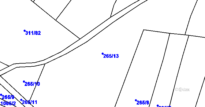 Parcela st. 265/13 v KÚ Ovčáry u Dřís, Katastrální mapa