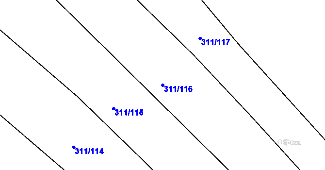 Parcela st. 311/116 v KÚ Ovčáry u Dřís, Katastrální mapa
