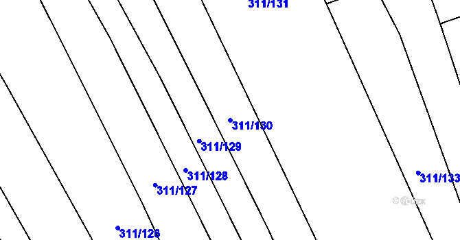 Parcela st. 311/130 v KÚ Ovčáry u Dřís, Katastrální mapa