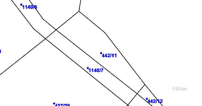 Parcela st. 442/11 v KÚ Ovčáry u Dřís, Katastrální mapa