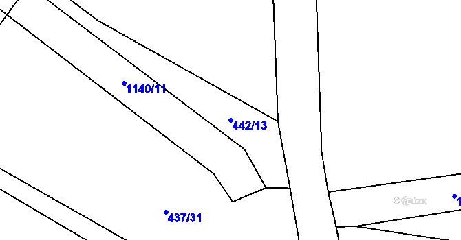 Parcela st. 442/13 v KÚ Ovčáry u Dřís, Katastrální mapa