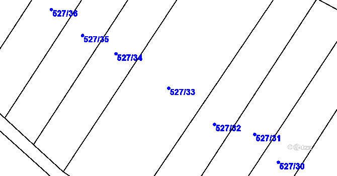 Parcela st. 527/33 v KÚ Ovčáry u Dřís, Katastrální mapa