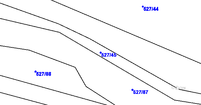 Parcela st. 527/45 v KÚ Ovčáry u Dřís, Katastrální mapa