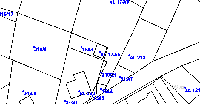 Parcela st. 173/6 v KÚ Ovčáry u Dřís, Katastrální mapa