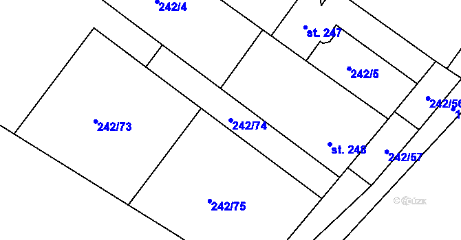 Parcela st. 242/74 v KÚ Ovčáry u Dřís, Katastrální mapa
