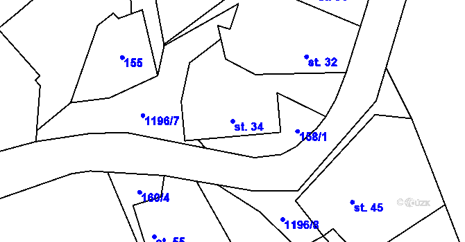 Parcela st. 34 v KÚ Ovesná Lhota, Katastrální mapa