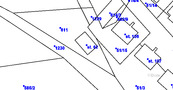 Parcela st. 62 v KÚ Ovesná Lhota, Katastrální mapa