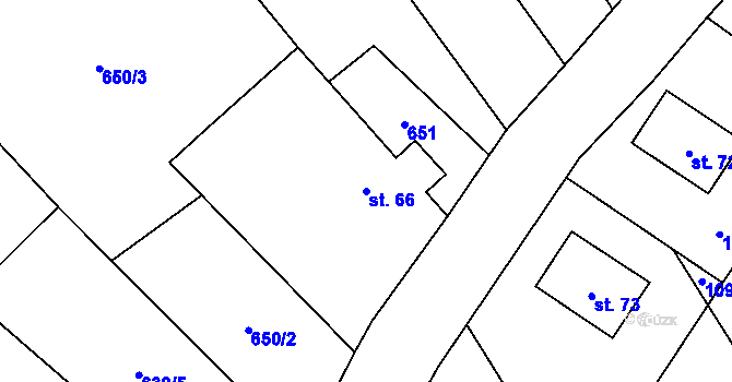 Parcela st. 66 v KÚ Ovesná Lhota, Katastrální mapa