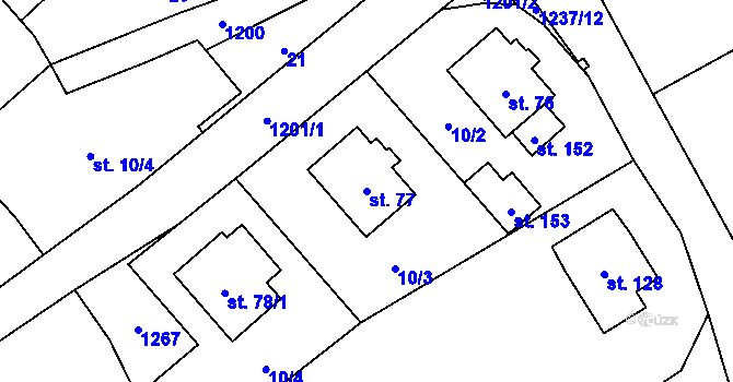 Parcela st. 77 v KÚ Ovesná Lhota, Katastrální mapa