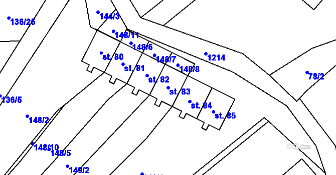 Parcela st. 83 v KÚ Ovesná Lhota, Katastrální mapa