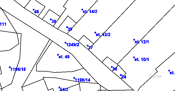 Parcela st. 37 v KÚ Ovesná Lhota, Katastrální mapa