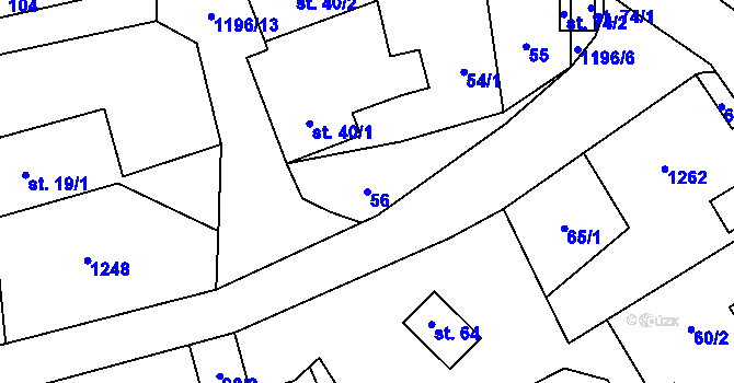 Parcela st. 56 v KÚ Ovesná Lhota, Katastrální mapa