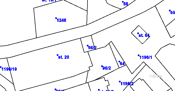 Parcela st. 98/2 v KÚ Ovesná Lhota, Katastrální mapa