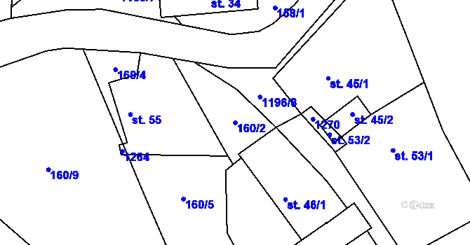 Parcela st. 160/2 v KÚ Ovesná Lhota, Katastrální mapa