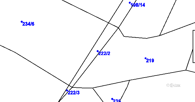 Parcela st. 222/2 v KÚ Ovesná Lhota, Katastrální mapa