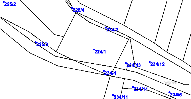 Parcela st. 224 v KÚ Ovesná Lhota, Katastrální mapa
