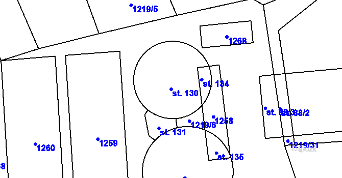 Parcela st. 130 v KÚ Ovesná Lhota, Katastrální mapa