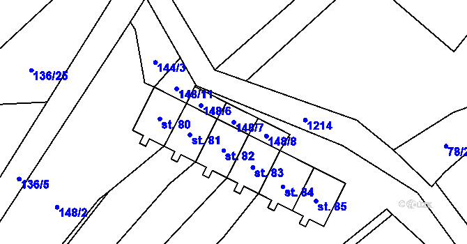 Parcela st. 148/7 v KÚ Ovesná Lhota, Katastrální mapa