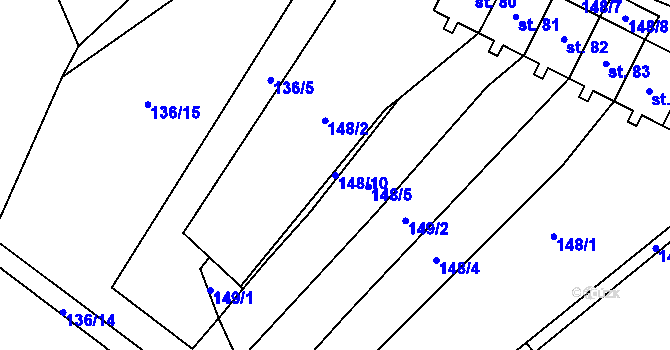 Parcela st. 148/10 v KÚ Ovesná Lhota, Katastrální mapa