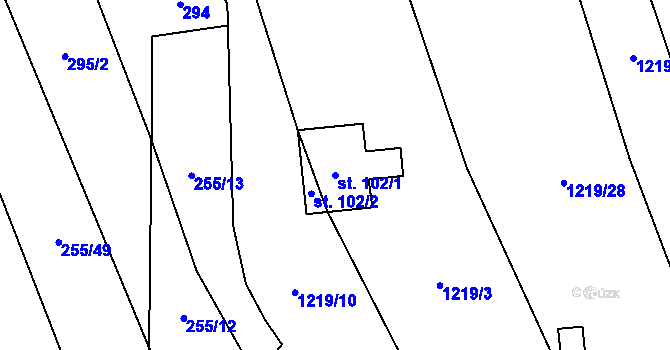 Parcela st. 102/1 v KÚ Ovesná Lhota, Katastrální mapa