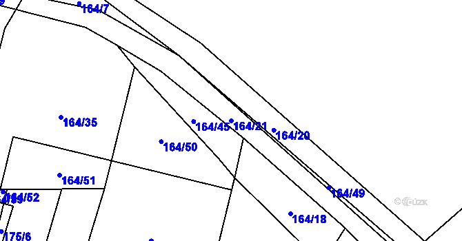 Parcela st. 164/21 v KÚ Ovesná Lhota, Katastrální mapa