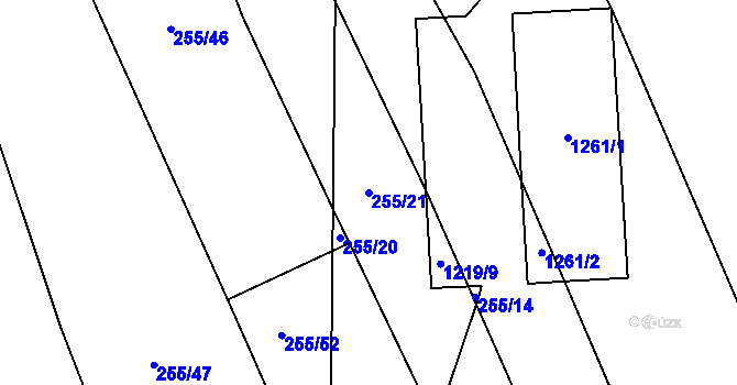 Parcela st. 255/21 v KÚ Ovesná Lhota, Katastrální mapa