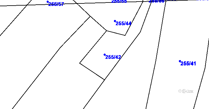 Parcela st. 255/42 v KÚ Ovesná Lhota, Katastrální mapa