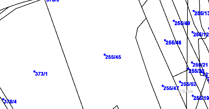 Parcela st. 255/45 v KÚ Ovesná Lhota, Katastrální mapa