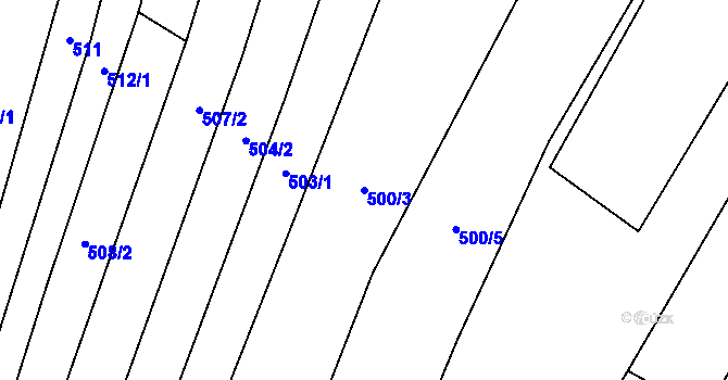 Parcela st. 500/3 v KÚ Ovesná Lhota, Katastrální mapa