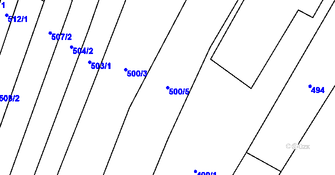 Parcela st. 500/5 v KÚ Ovesná Lhota, Katastrální mapa