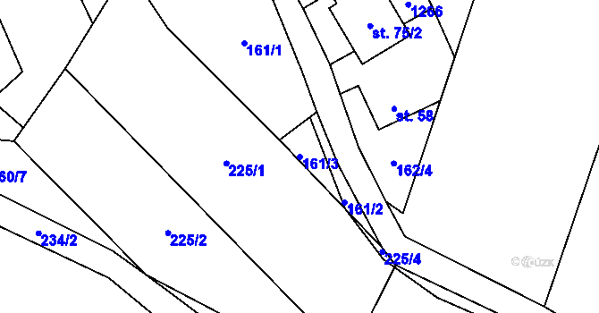 Parcela st. 161/3 v KÚ Ovesná Lhota, Katastrální mapa