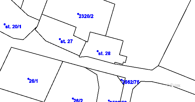 Parcela st. 28 v KÚ Ovesné Kladruby, Katastrální mapa