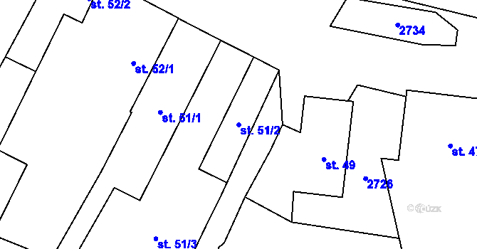 Parcela st. 51/2 v KÚ Ovesné Kladruby, Katastrální mapa