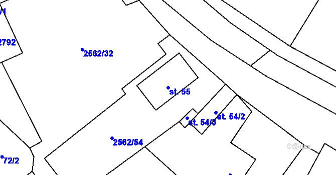 Parcela st. 55 v KÚ Ovesné Kladruby, Katastrální mapa