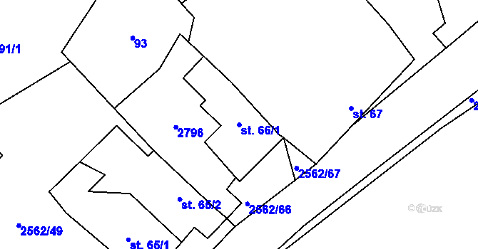 Parcela st. 66/1 v KÚ Ovesné Kladruby, Katastrální mapa